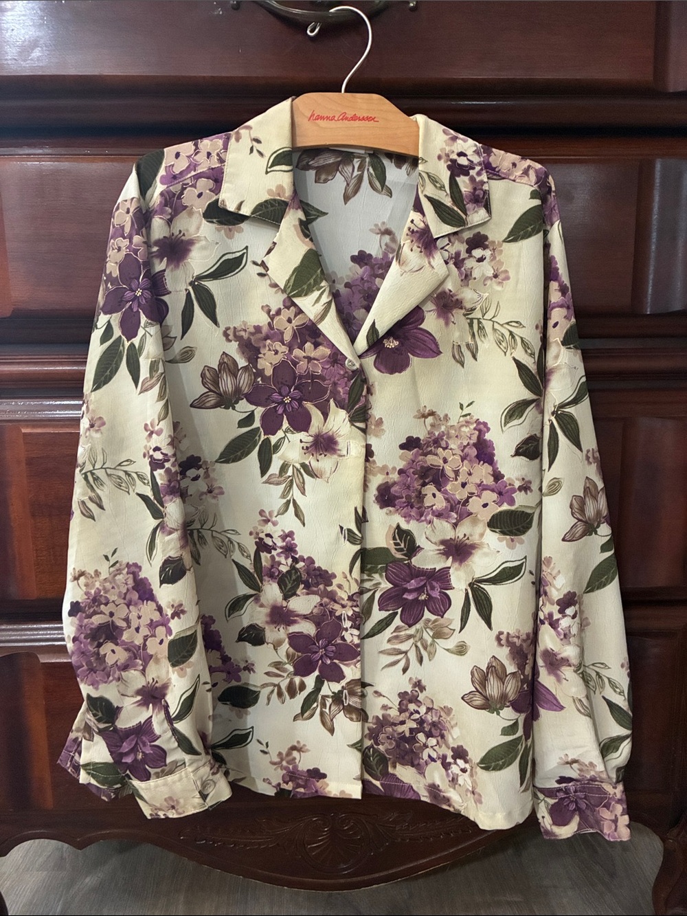 BonWorth Purple Floral Button-Up Blouse | Long Sleeve | Women’s